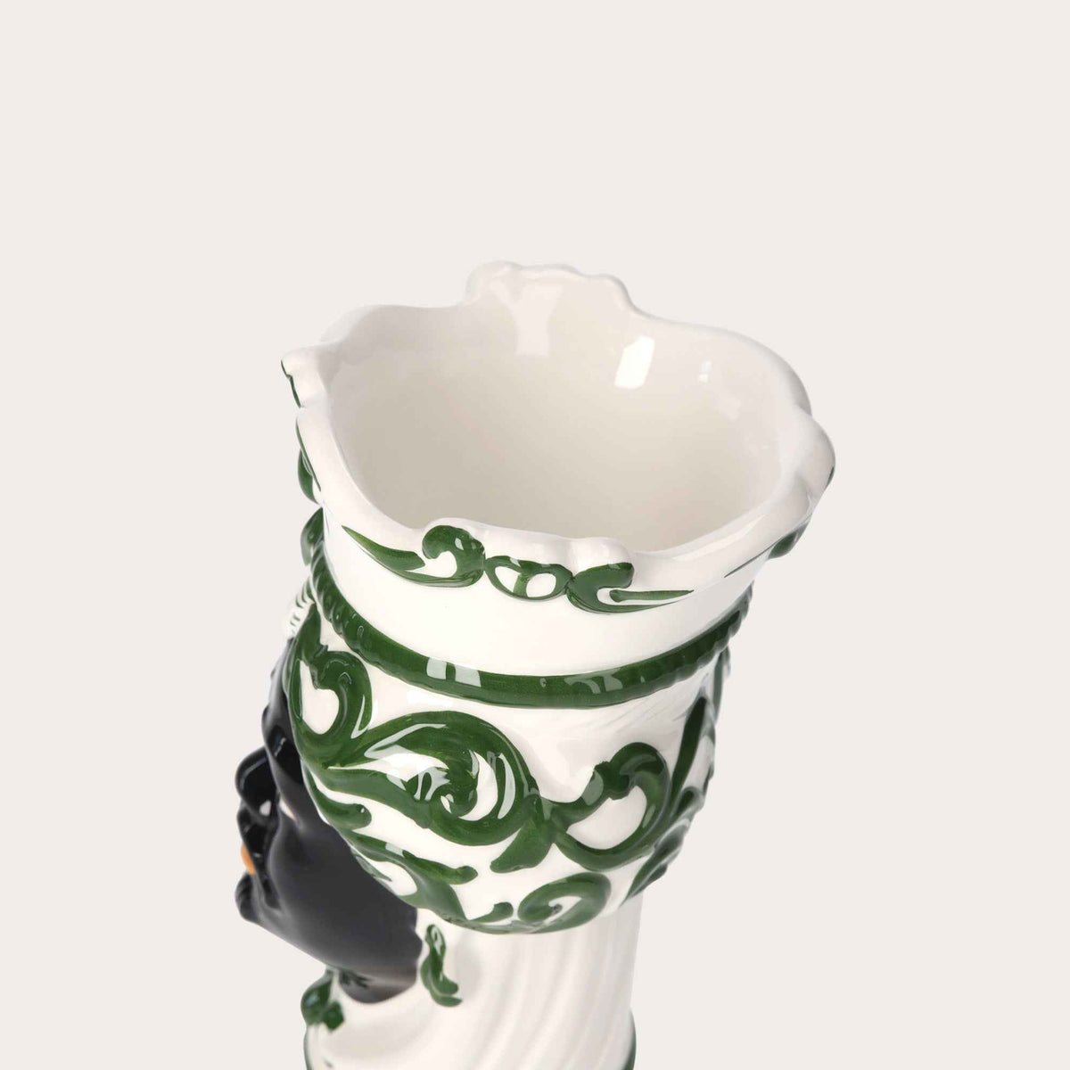 Vaso Testa di Moro Piccolo in Ceramica Verde