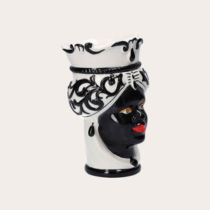Small Testa di Moro Vase in Black Ceramic – Made in Italy Craftsmanship h. 20cm