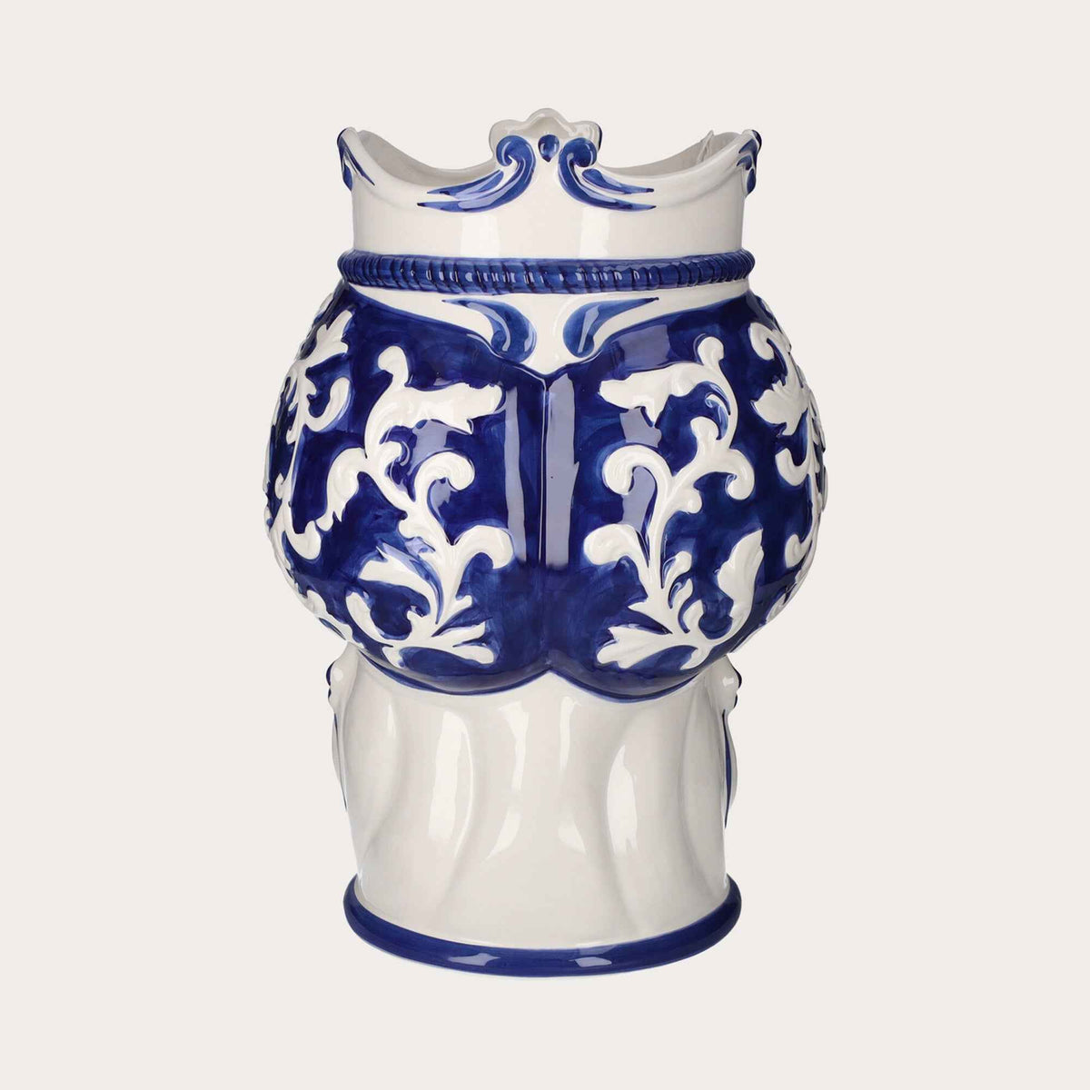 Vaso Testa di Moro Uomo Grande in Ceramica Blu – Artigianato Made in Italy h. 47 cm