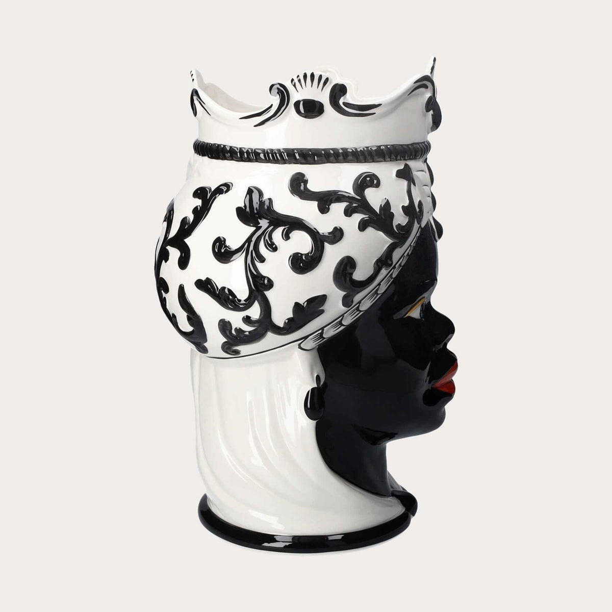 Vaso Testa Donna di Moro Grande in Ceramica – Artigianato Made in Italy h. 47 cm