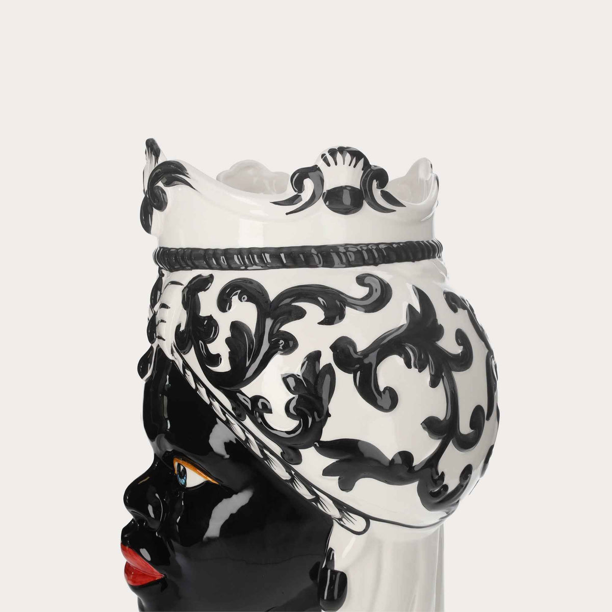 Vaso Testa Donna di Moro Grande in Ceramica – Artigianato Made in Italy h. 47 cm