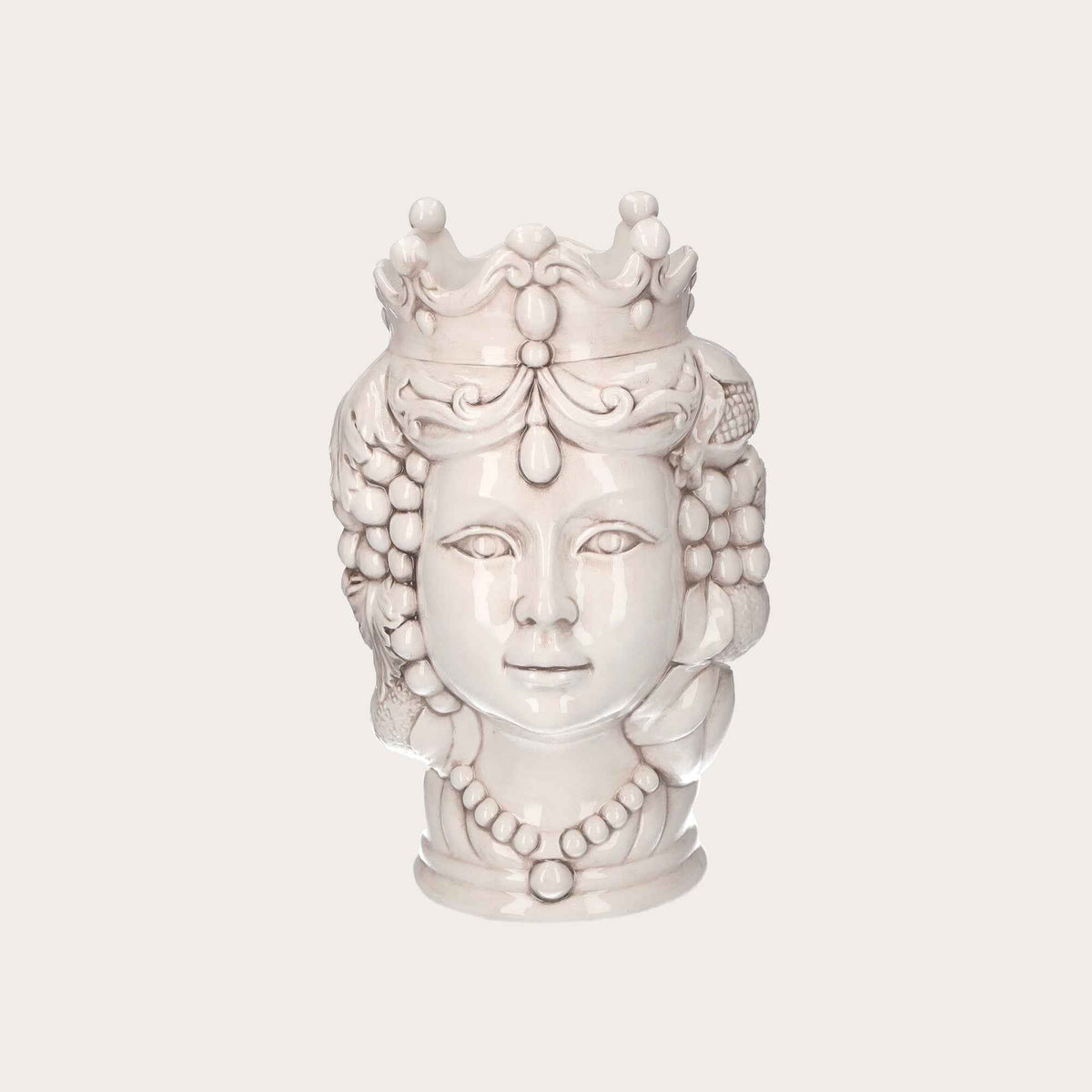 Vaso Testa di Moro Donna in Ceramica Anticata - Artigianato Made in Italy h. 38 cm