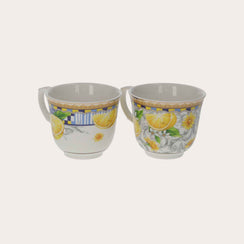 Coppia di Tazze in Porcellana con Decoro Limoni – Stile Mediterraneo