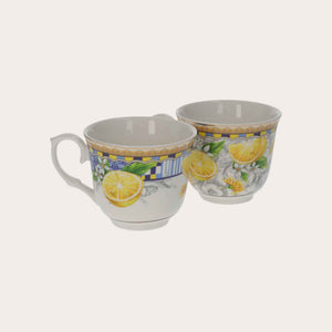Coppia di Tazze in Porcellana con Decoro Limoni – Stile Mediterraneo