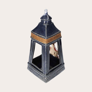 Blue Ceramic Lantern with Starfish – Seaside Decoration for Home and Garden