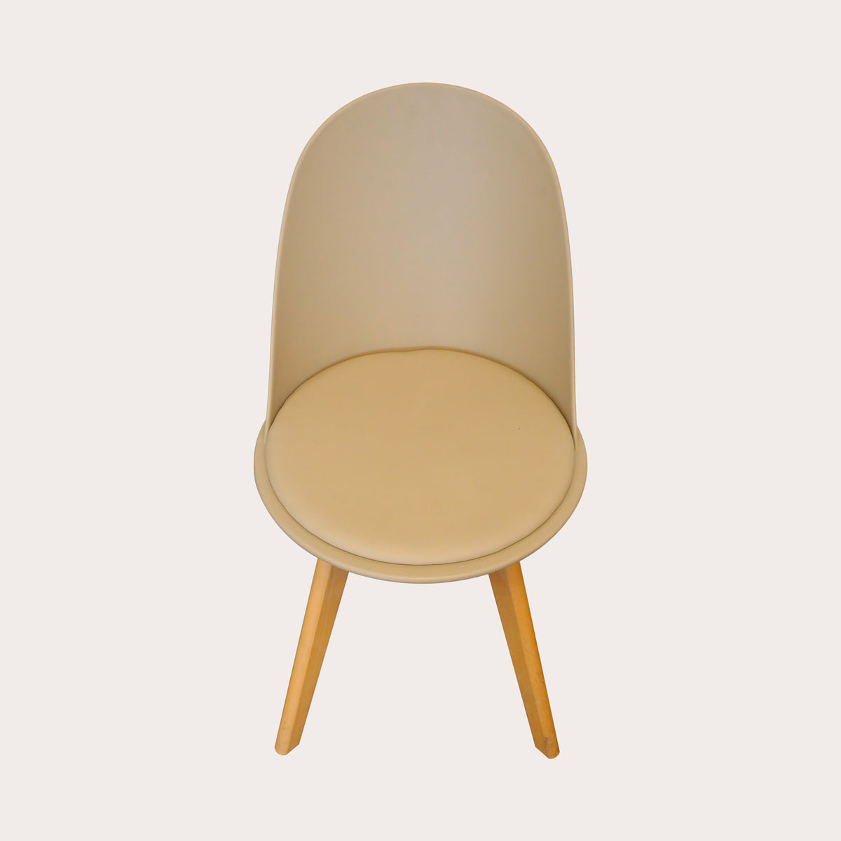 Set di 2 Sedie in Ecopelle Beige con Gambe in Legno