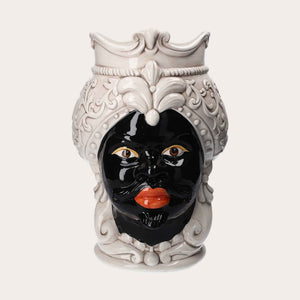 Testa di Moro Donna Beige Ceramic Vase – Made in Italy h. 47cm