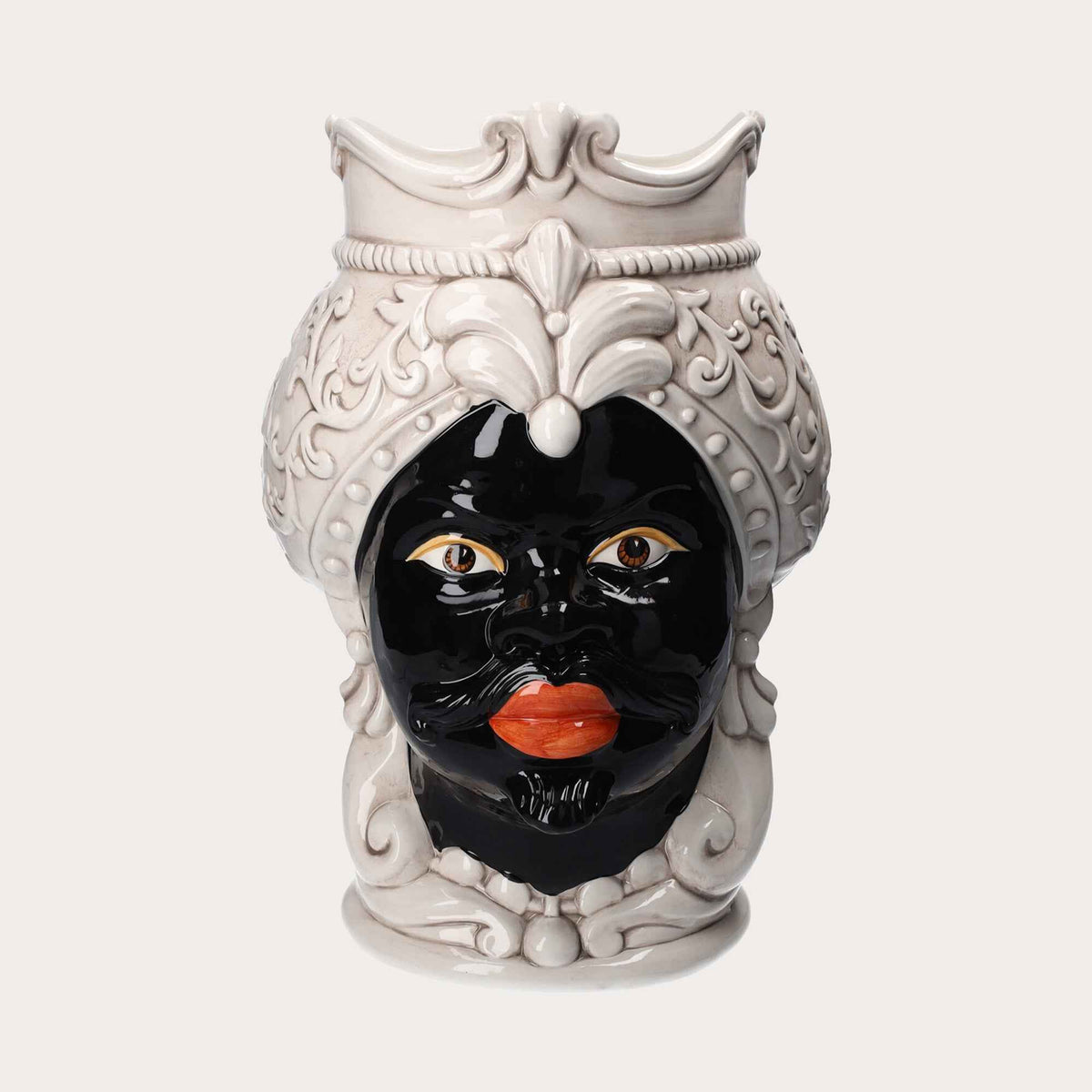 Testa di Moro Donna Beige Ceramic Vase – Made in Italy h. 47cm