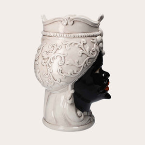 Testa di Moro Donna Beige Ceramic Vase – Made in Italy h. 47cm