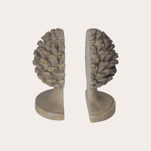 Fermalibri Pigna in Graniglia Grigia con Piedistallo – Elegante Accessorio da Libreria