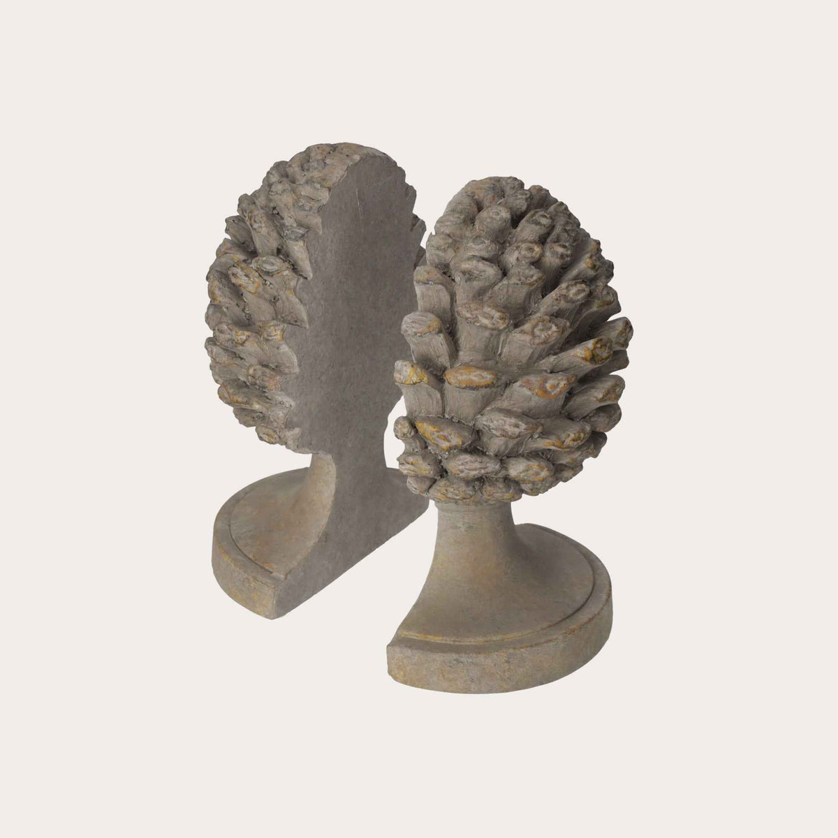 Fermalibri Pigna in Graniglia Grigia con Piedistallo – Elegante Accessorio da Libreria