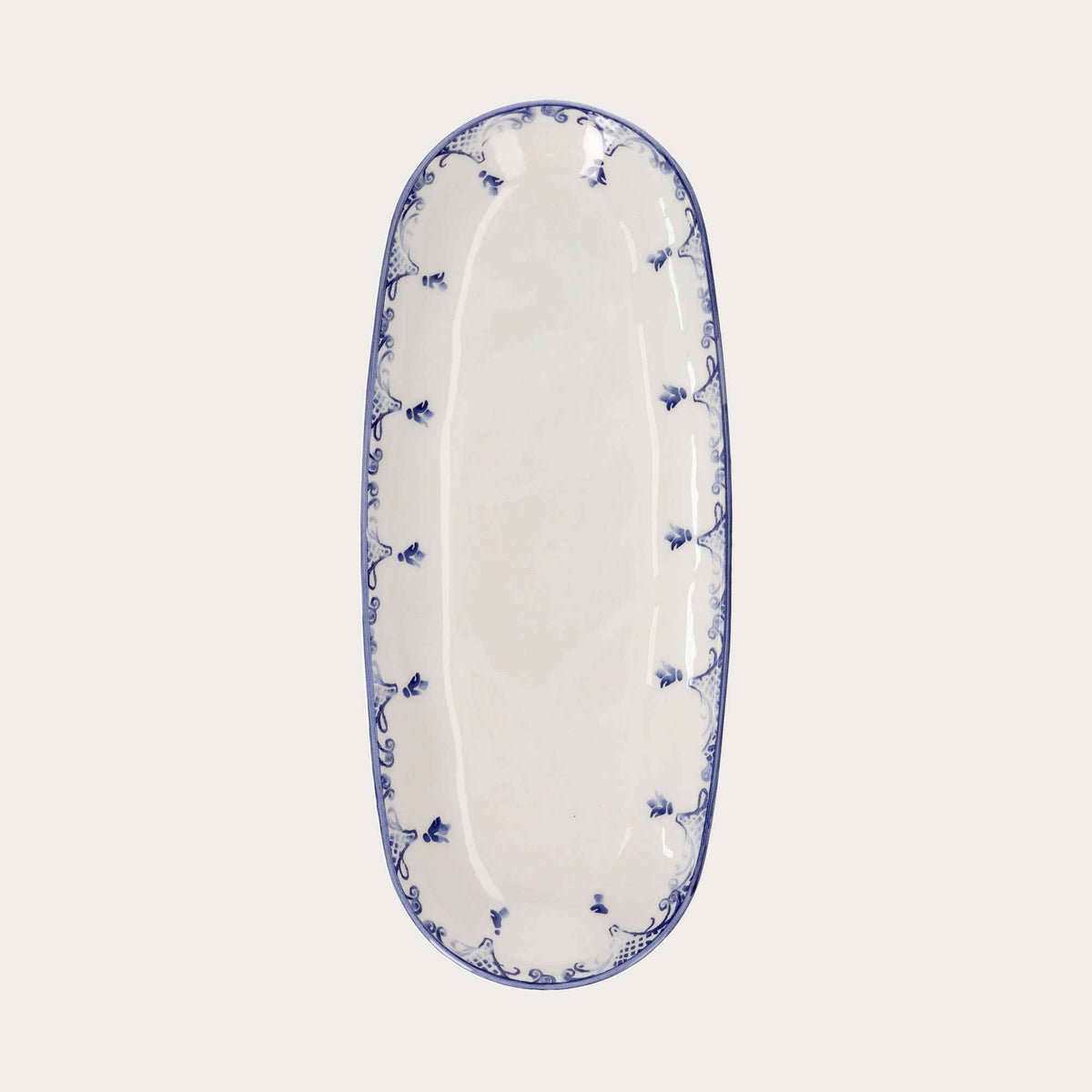 Piatto Ovale in Ceramica Stile Barocco Blu – Ovalina da Portata Raffinata