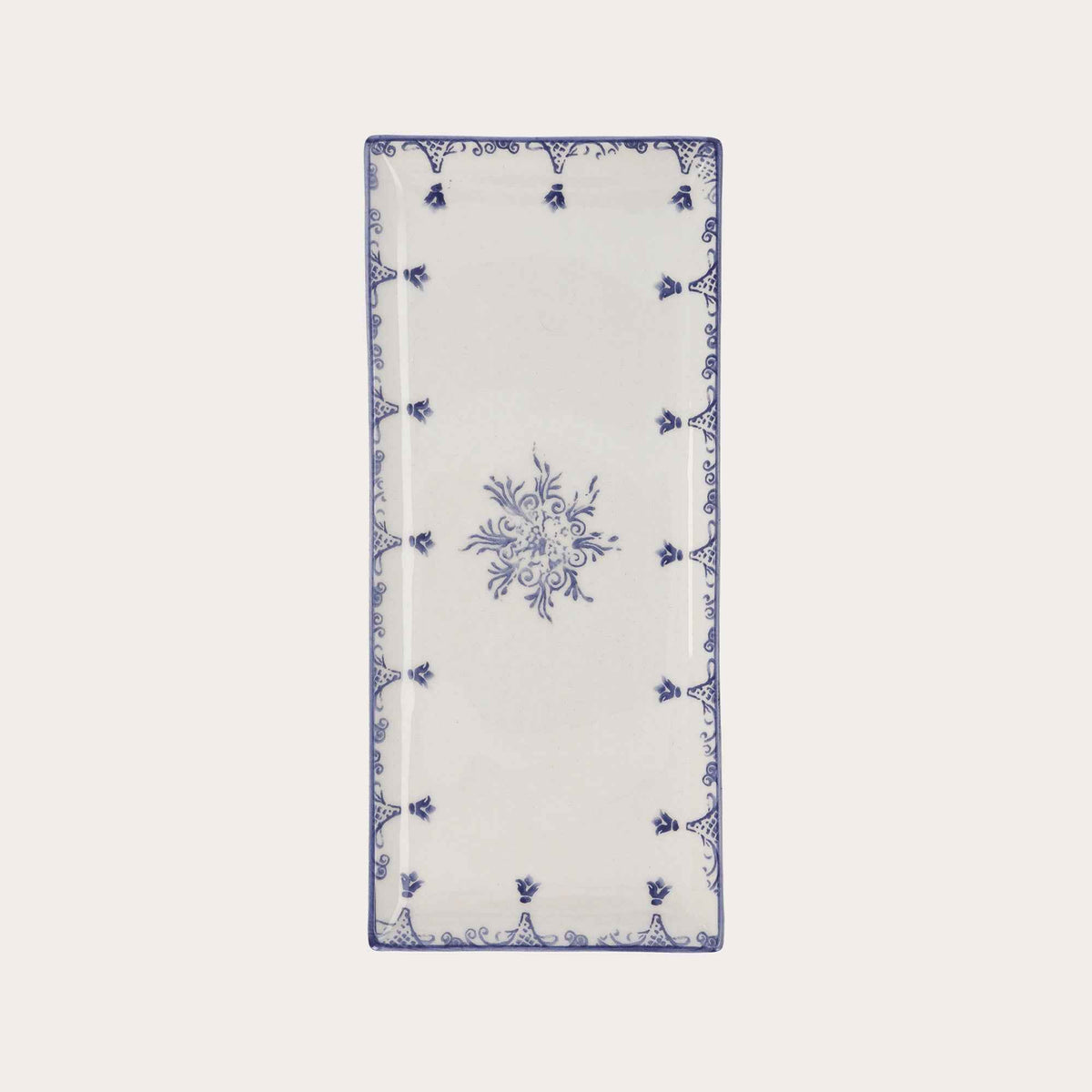 Vassoio Rettangolare in Ceramica Blu Stile Barocco – Elegante per Antipasti
