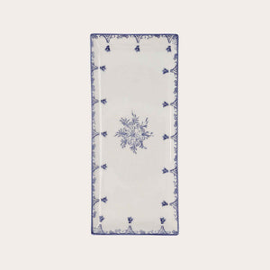 Bandeja Rectangular de Cerámica Azul Estilo Barroco - Elegante para Aperitivos