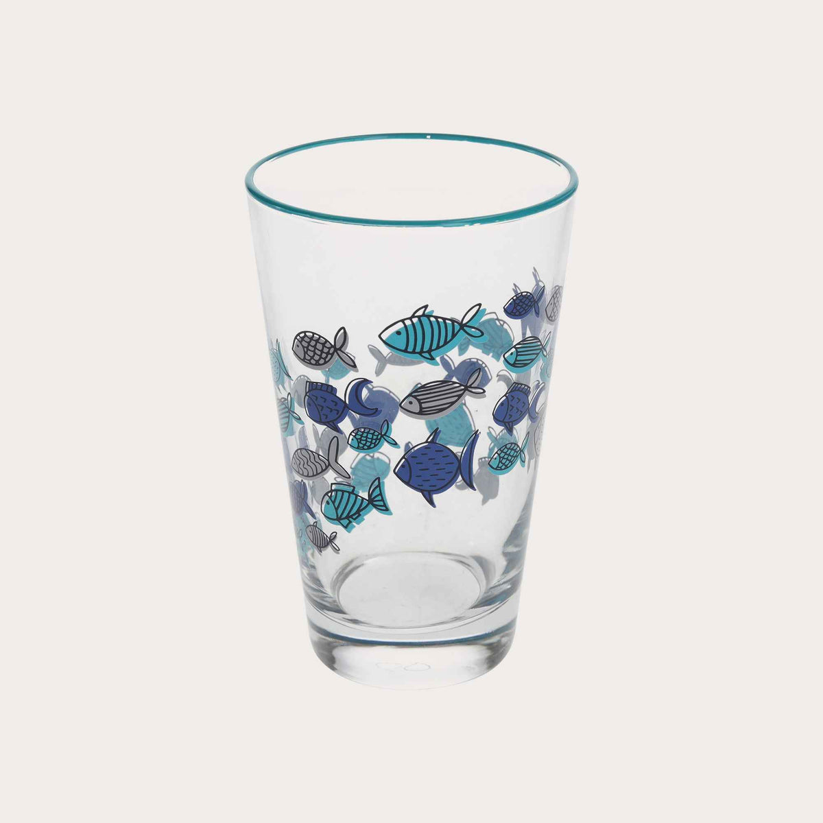 Set of 4 Glass Glasses Decorated with Blue Fish – Elegant Set for the Summer Table