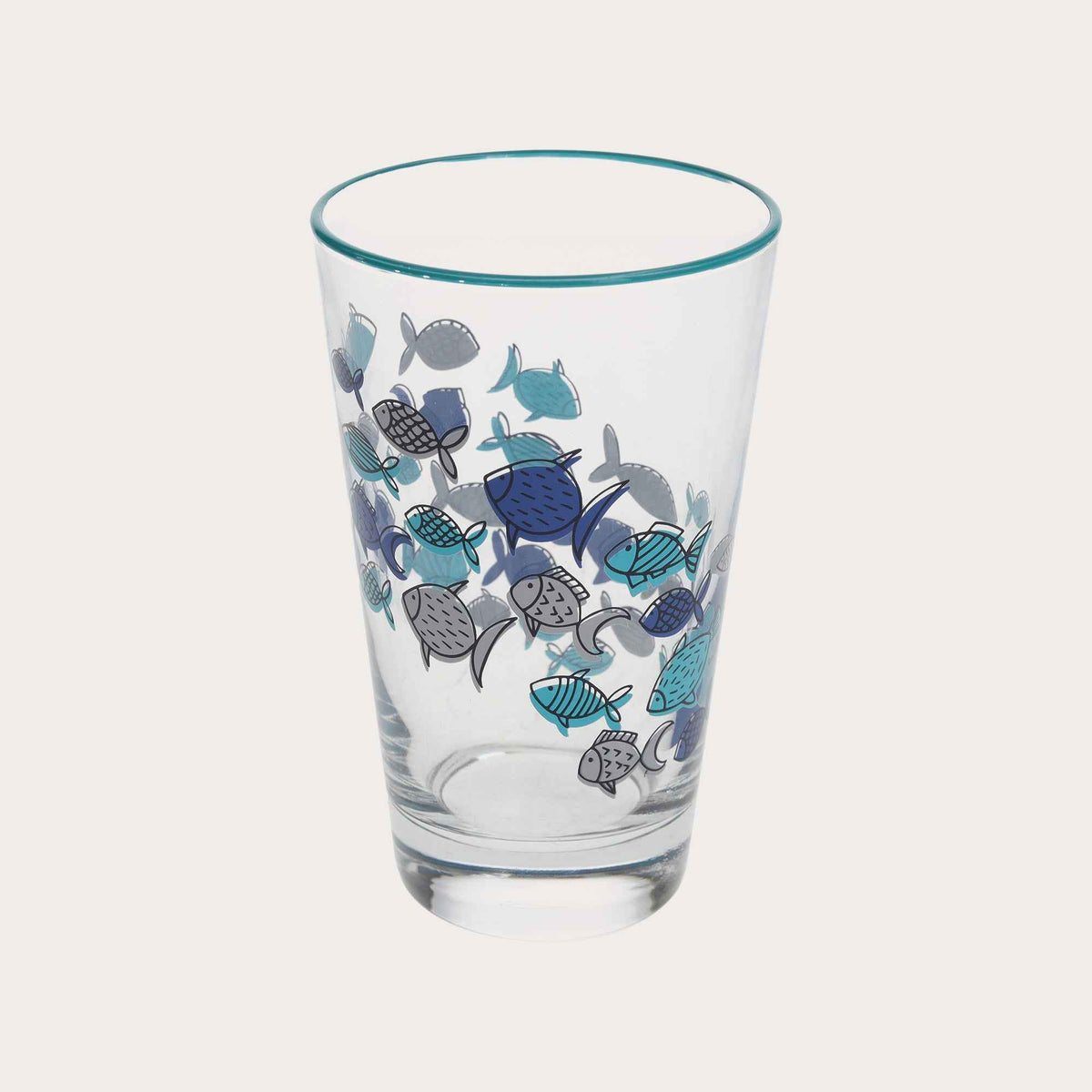 Set 4 Bicchieri in Vetro Decorati con Pesci Blu – Set Elegante per la Tavola Estiva