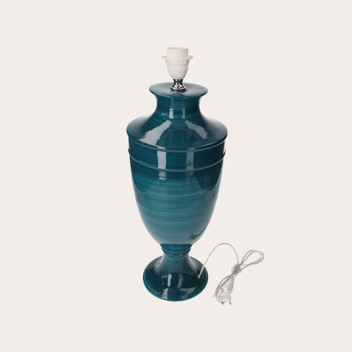 Lampada Decorativa in Ceramica Color Petrolio Artigianale
