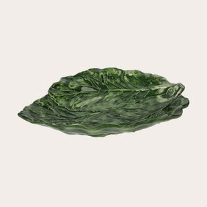 Handmade Leaf-Shaped Green Ceramic Serving Plate – Made in Italy