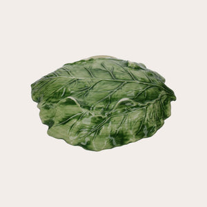 Handmade Leaf-Shaped Green Ceramic Serving Plate – Made in Italy