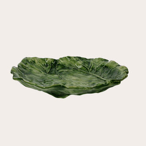 Handmade Leaf-Shaped Green Ceramic Serving Plate – Made in Italy