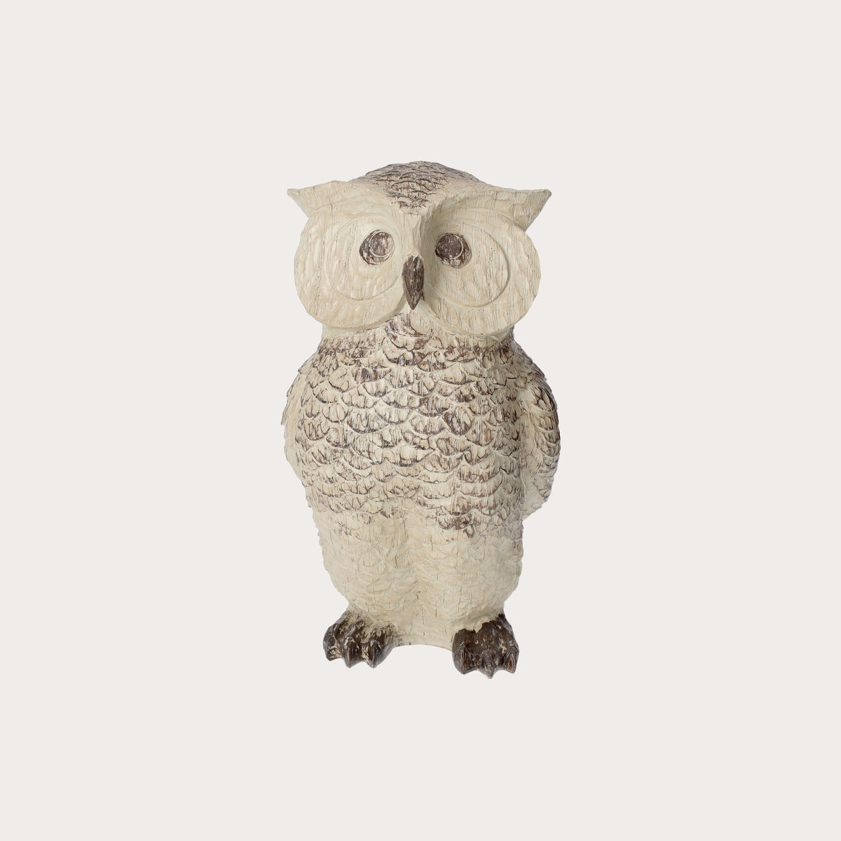Figura Búho de resina marrón claro H. 30 cm