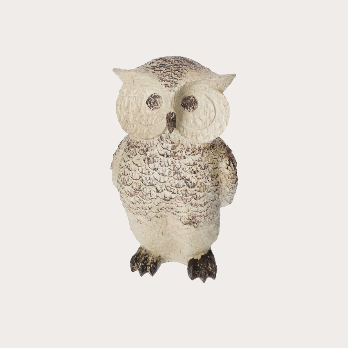 Figura Búho de resina marrón claro H. 30 cm