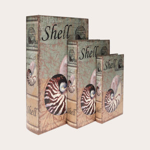 Tris di Scatole Libro con Design a Conchiglia