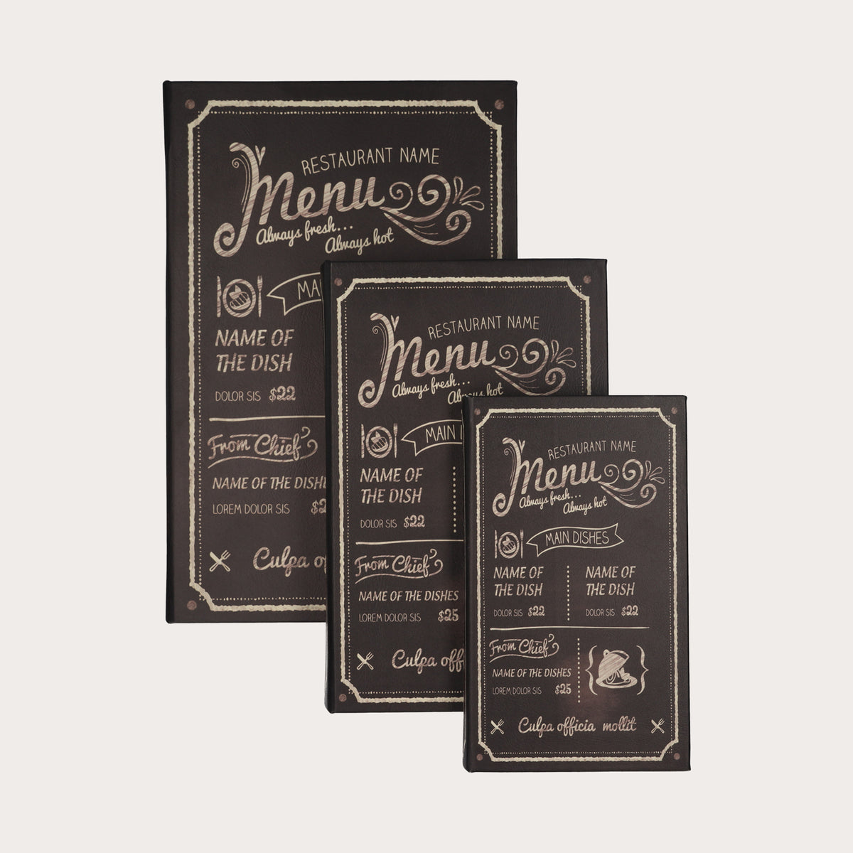 Trio de faux Livres Déco avec motif Menu