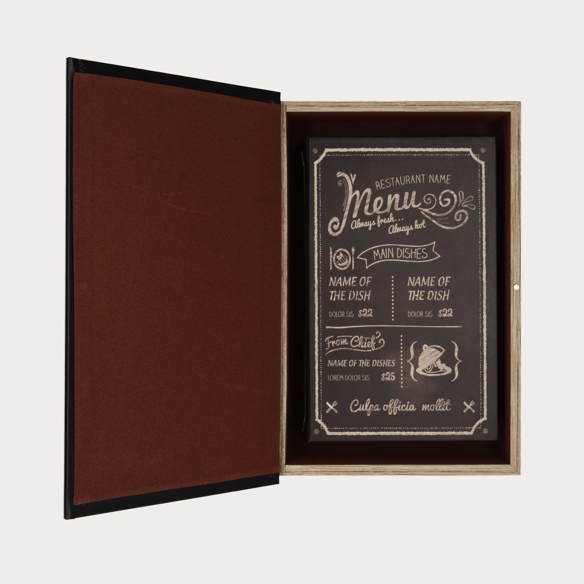 Trio de faux Livres Déco avec motif Menu