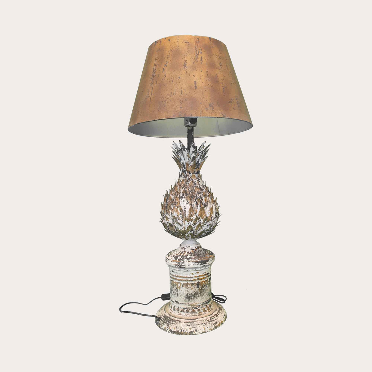 Lampada da Tavolo Shabby con Base a Forma di Ananas