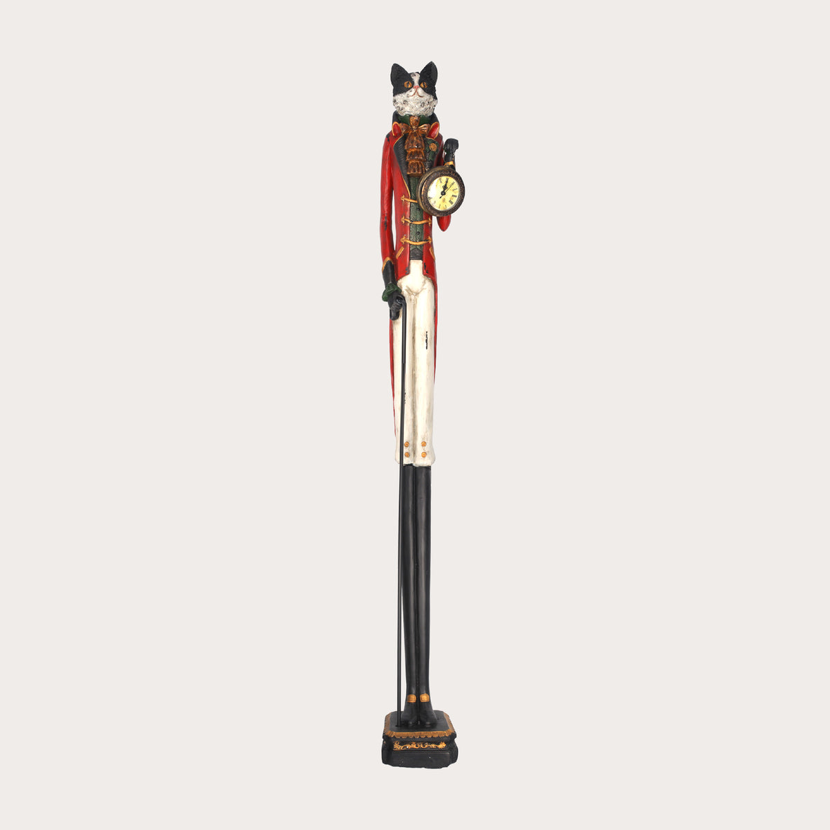 Statua Gatto con Orologio in Resina H. 143 cm