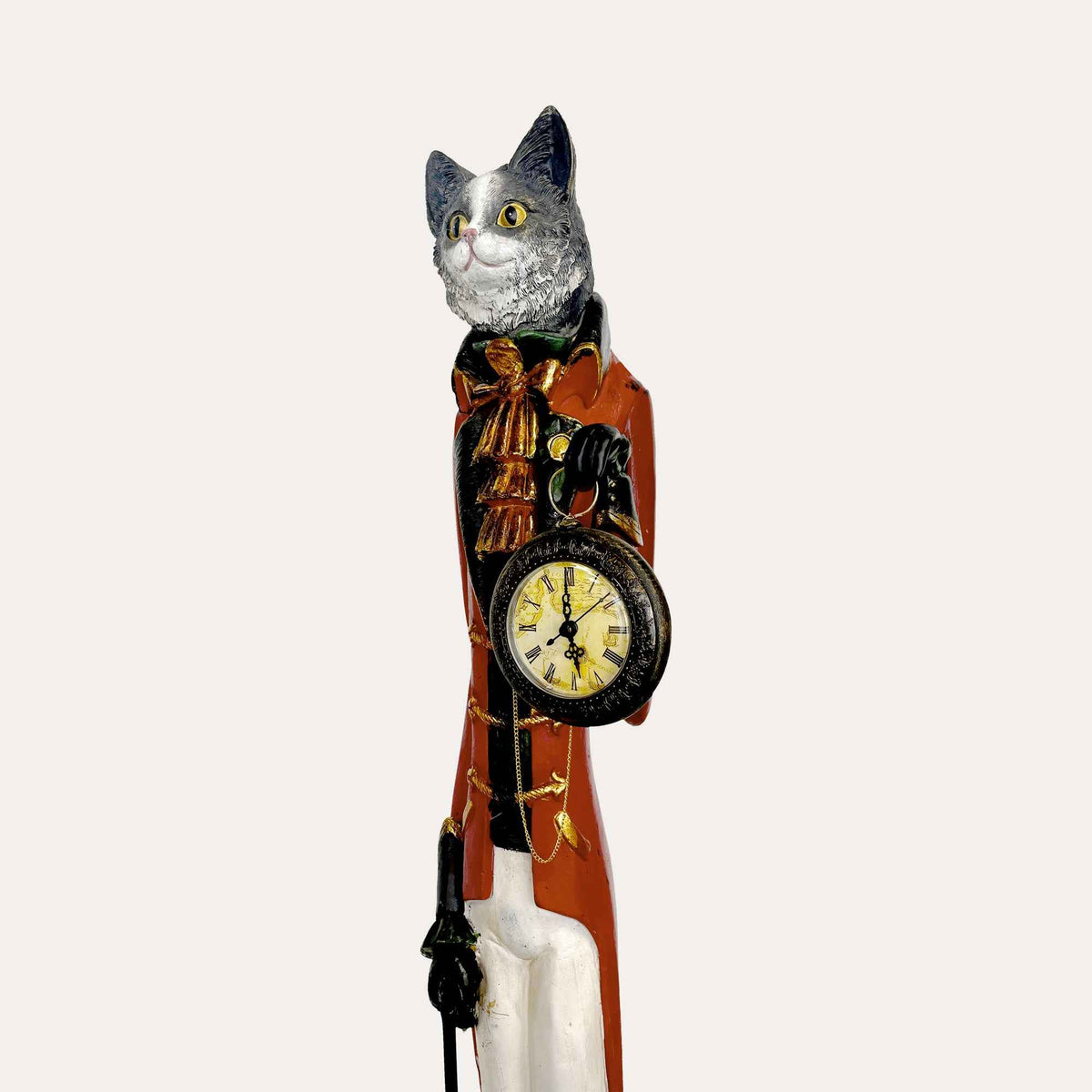 Gatto Decorativo in Resina con Orologio Integrato