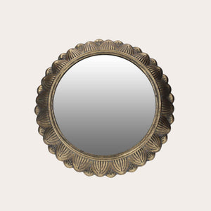 Golden Vintage Style Round Freestanding Mirror - Elegant Home Decoration