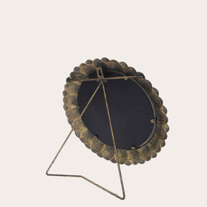 Golden Vintage Style Round Freestanding Mirror - Elegant Home Decoration