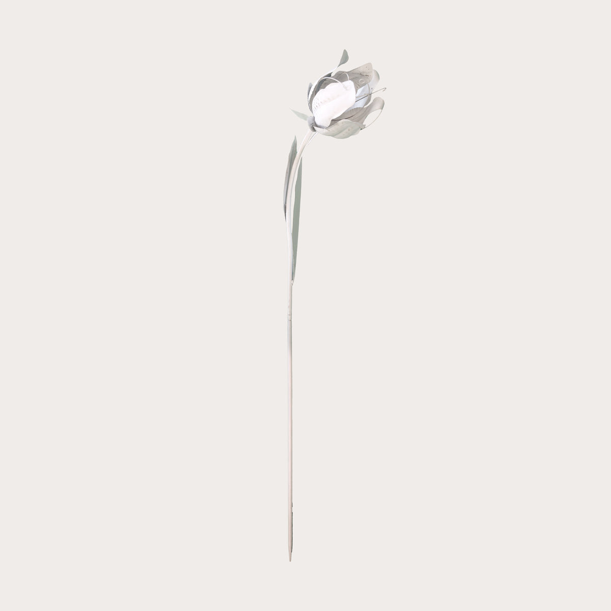Poste de flor de loto en hierro blanco