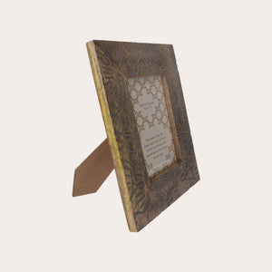 Hand Carved Floral Photo Frame in Wood