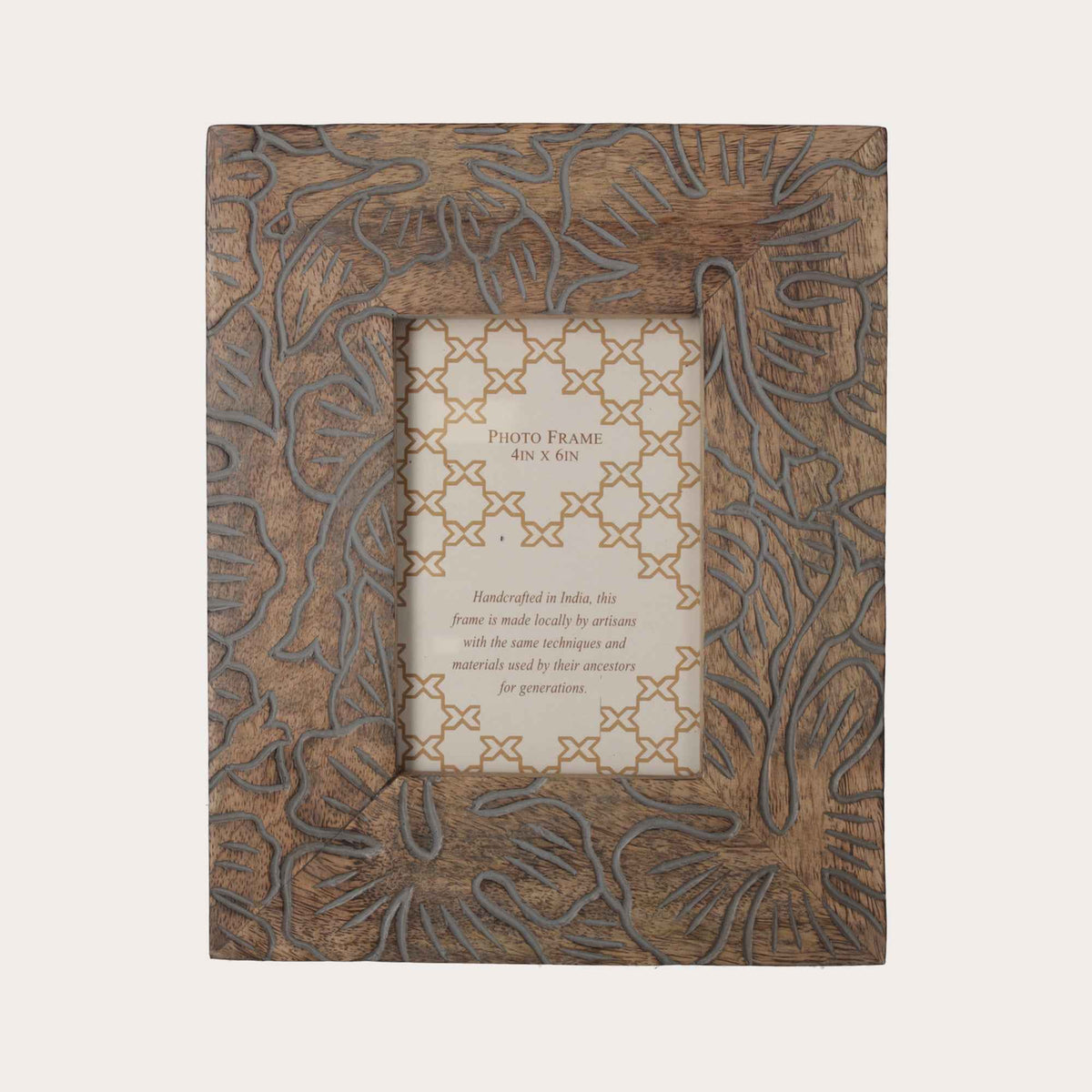 Cornice Portafoto Intagliata in Legno con Motivazione Floreale