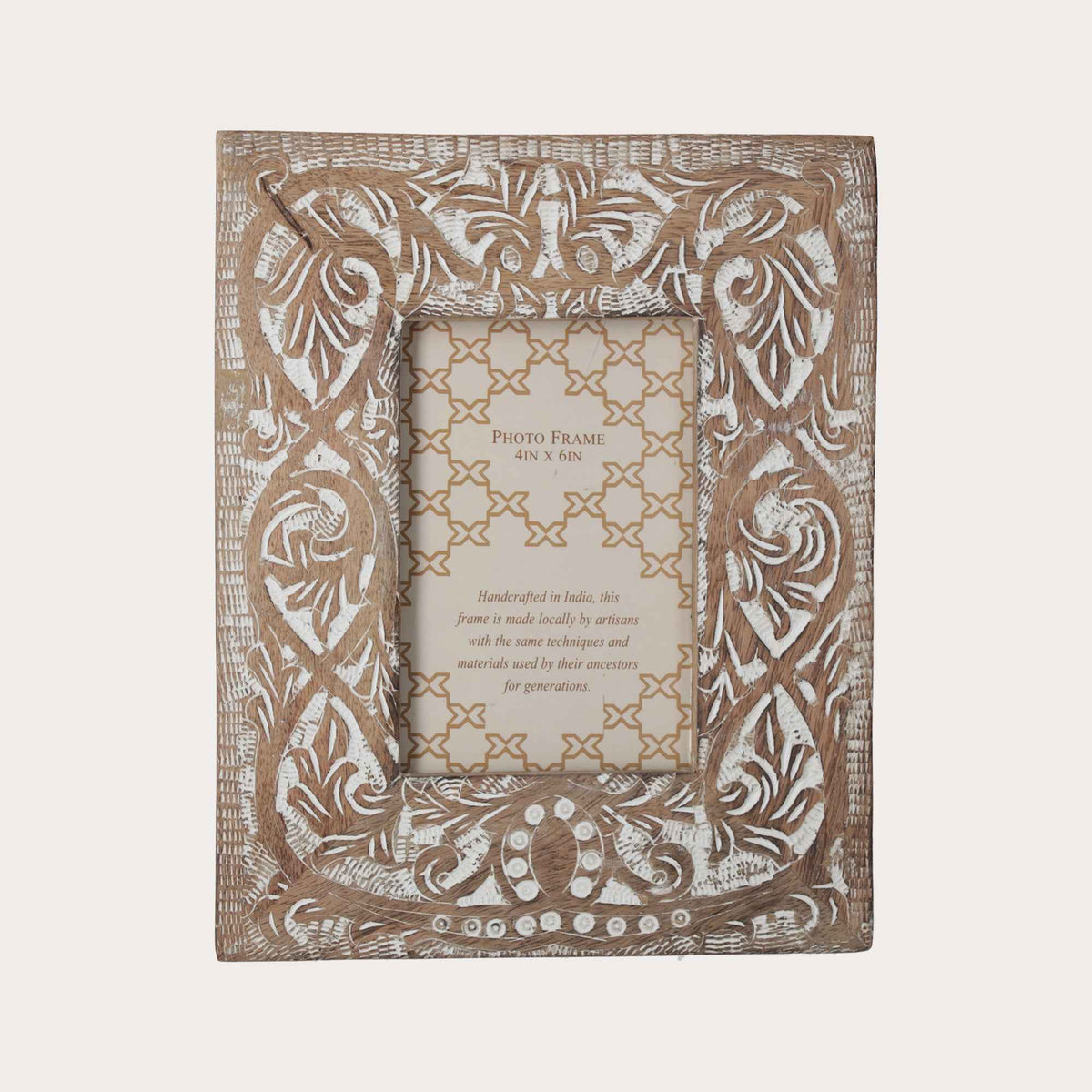 Carved Photo Frame with Elegant White Decorations