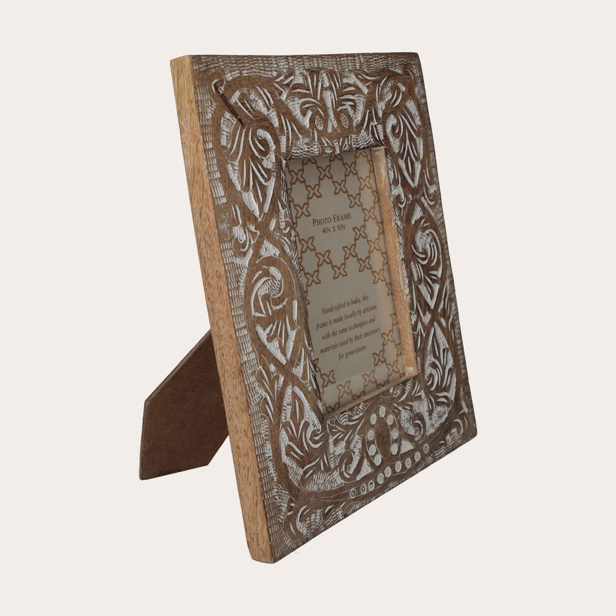 Carved Photo Frame with Elegant White Decorations