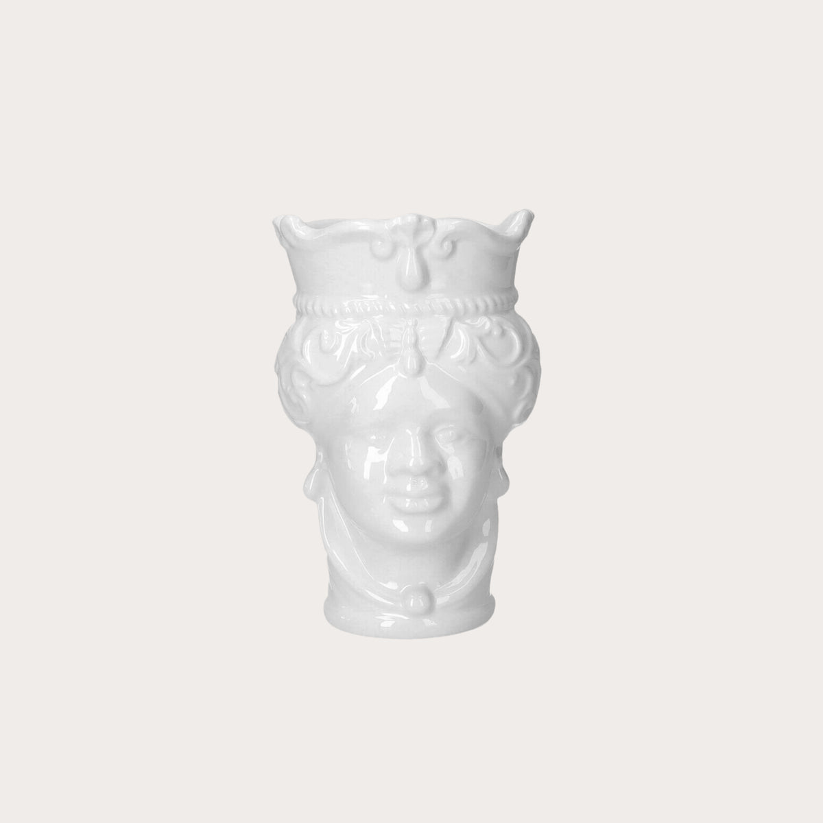 Testa di Moro Donna Vase in White Ceramic H.20