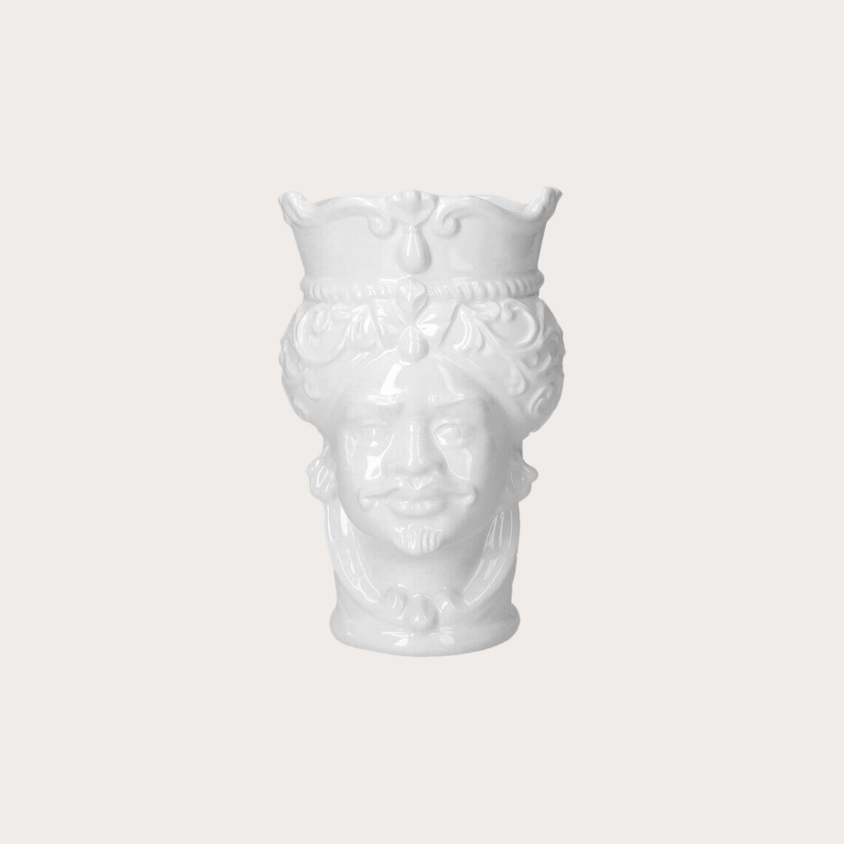 Testa di Moro Man Vase in White Ceramic H.20