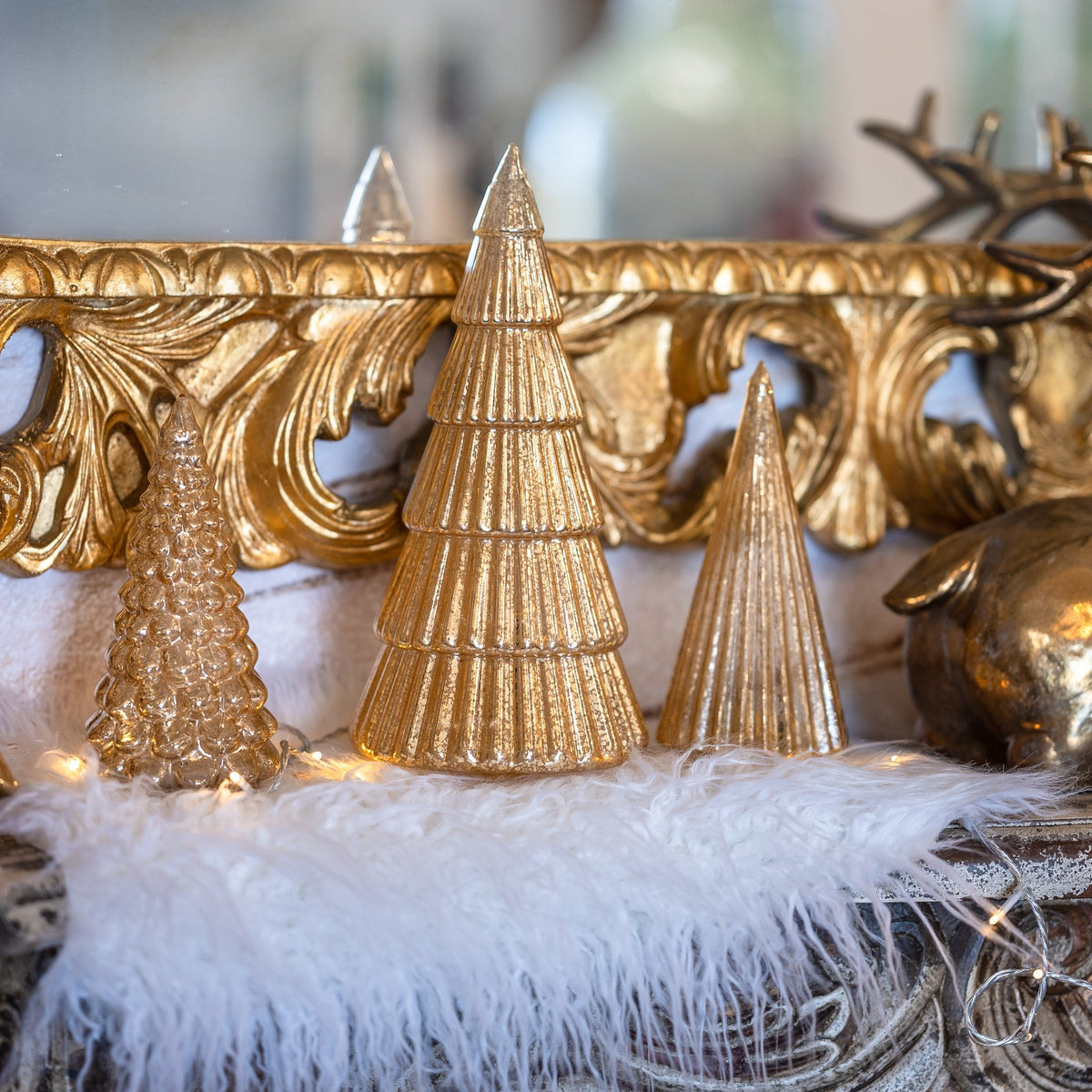 Árvore de Natal com LED em Plástico Dourado H.28 cm - KeyHome Store