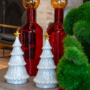 Árvore de Natal com Estrela em Cerâmica Branca H.31 cm - KeyHome Store