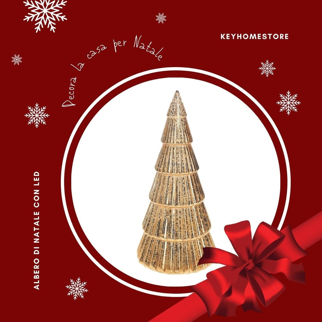 Árvore de Natal com LED em Plástico Dourado H.28 cm - KeyHome Store