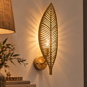Applique a Foglia in Metallo Oro H.50×15×16 cm - KeyHome Store
