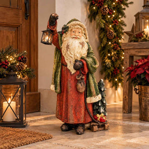 Babbo Natale Rosso con Slitta in Resina H.85x47x35 cm