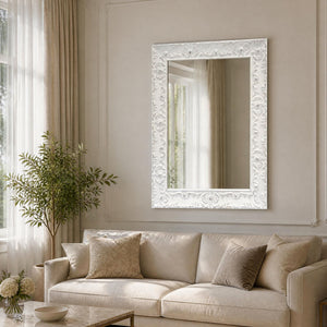 Specchio in Legno Anticato Bianco 120x90 cm - KeyHome Store