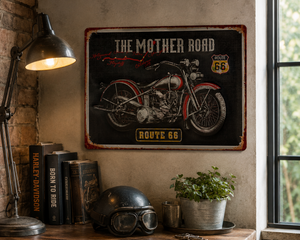 Decorative table "Mother Road" in tin H40x30 cm