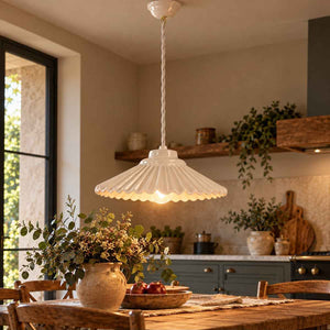 Lampadario Piccolo Bianco in Ceramica con Treccia Ø.20 cm