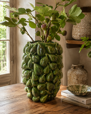 Vaso Fichi in Ceramica Verde Lucido H.43 cm - KeyHome Store